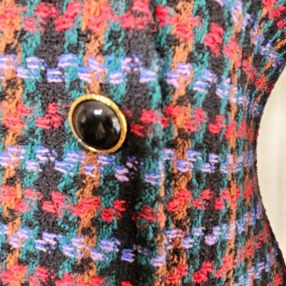 80's Ungaro wool houndstooth blazer asymmetrical button front 10 FIRM - Picture 6 of 11